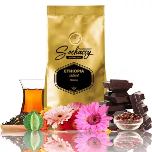 Kawa Etiopia Select Sidamo — nuty smakowe: Kwiatowa. Świeżo palona kawa ziarnista Palarnia Sochaccy